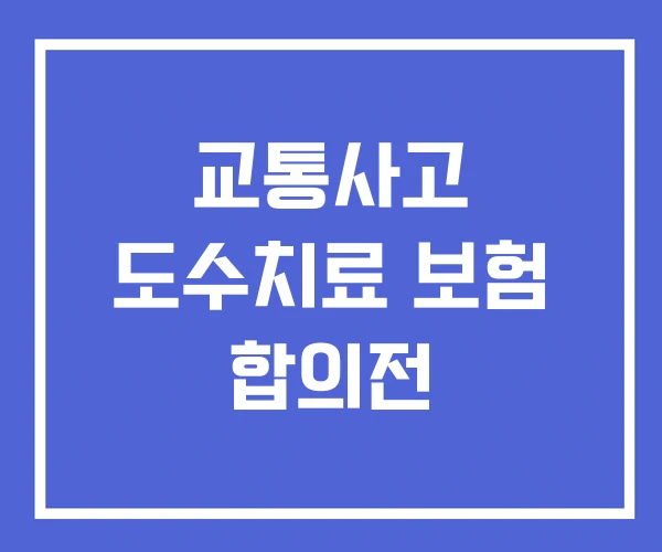 교통사고 도수치료 보험 합의전