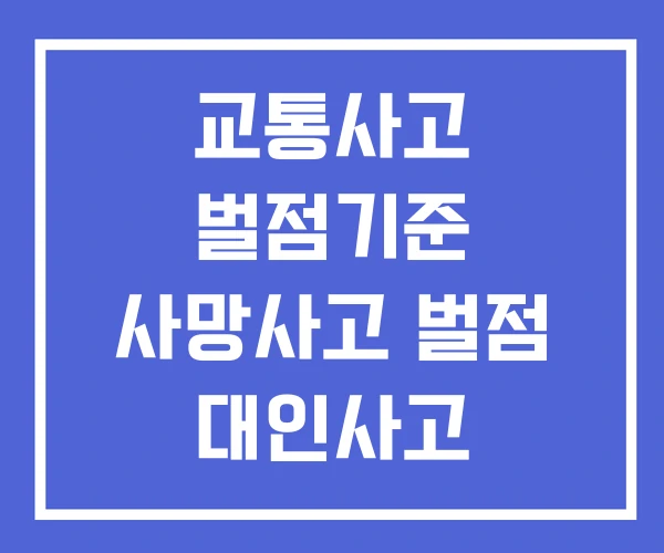교통사고 벌점기준 사망사고 벌점 대인사고