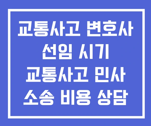 교통사고 변호사 선임 시기 교통사고 민사 소송 비용 상담 교통사고 변호사 선임 시기 교통사고 민사 소송 비용 상담