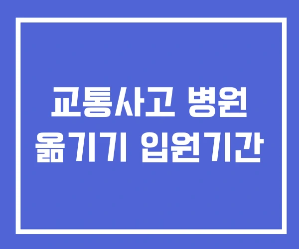 교통사고 병원 옮기기 입원기간