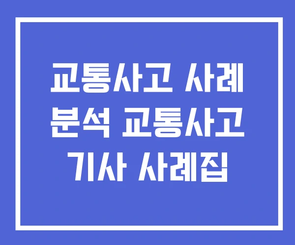 교통사고 사례 분석 교통사고 기사 사례집