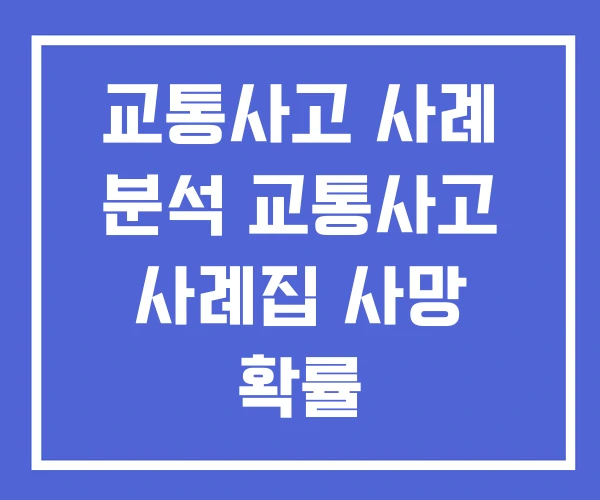 교통사고 사례 분석 교통사고 사례집 사망 확률