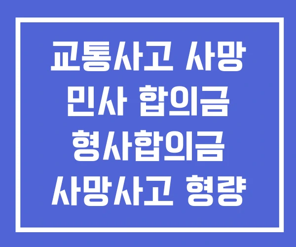 교통사고 사망 민사 합의금 형사합의금 사망사고 형량