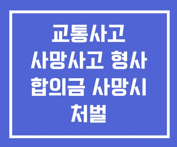 교통사고 사망사고 형사 합의금 사망시 처벌 교통사고 사망사고 형사 합의금 사망시 처벌