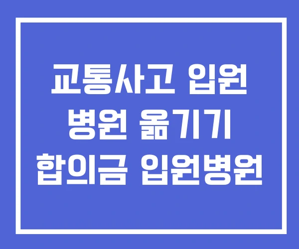 교통사고 입원 병원 옮기기 합의금 입원병원 교통사고 입원 병원 옮기기 합의금 입원병원
