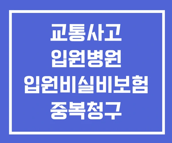 교통사고 입원병원 입원비실비보험 중복청구 입원일당 교통사고 입원병원 입원비실비보험 중복청구 입원일당