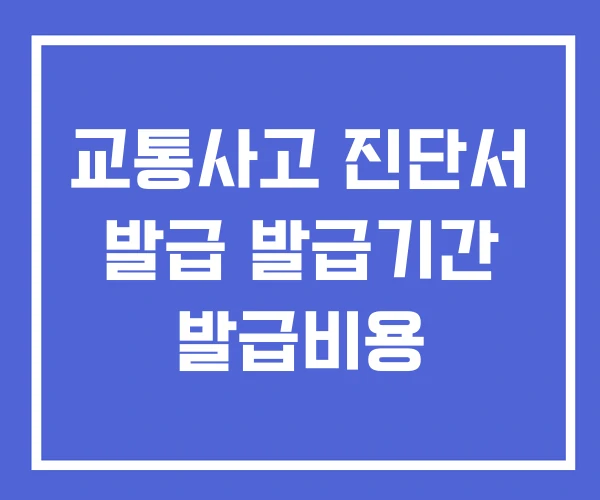 교통사고 진단서 발급 발급기간 발급비용