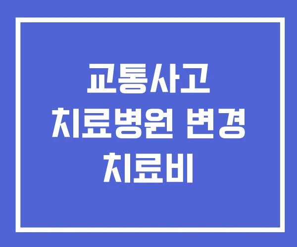 교통사고 치료병원 변경 치료비 교통사고 치료병원 변경 치료비