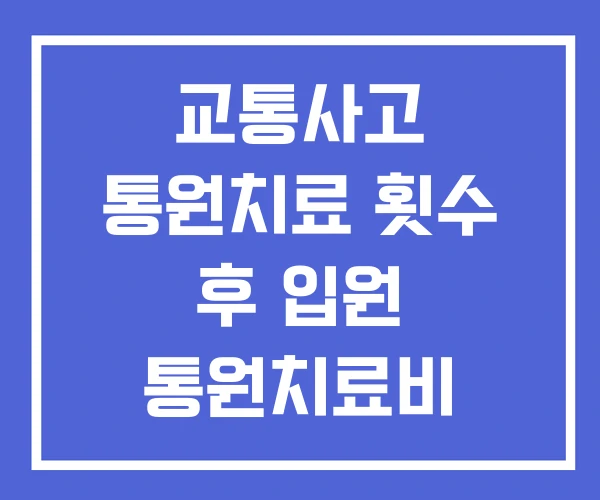교통사고 통원치료 횟수 후 입원 통원치료비 교통사고 통원치료 횟수 후 입원 통원치료비