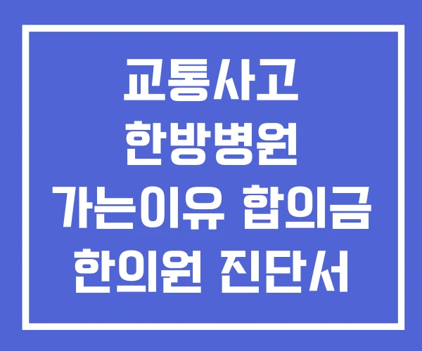 교통사고 한방병원 가는이유 합의금 한의원 진단서