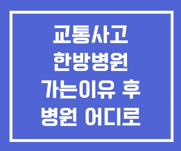 교통사고 한방병원 가는이유 후 병원 어디로 언제까지