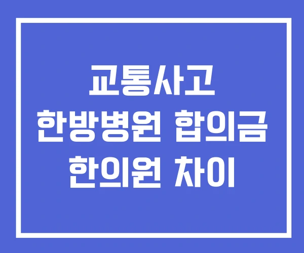 교통사고 한방병원 합의금 한의원 차이 교통사고 한방병원 합의금 한의원 차이