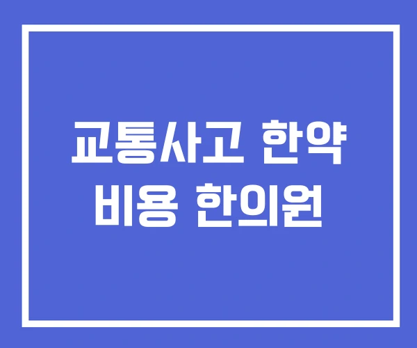교통사고 한약 비용 한의원
