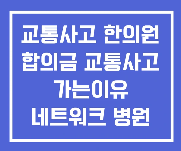 교통사고 한의원 합의금 교통사고 가는이유 네트워크 병원 리스트