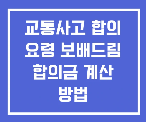 교통사고 합의 요령 보배드림 합의금 계산 방법