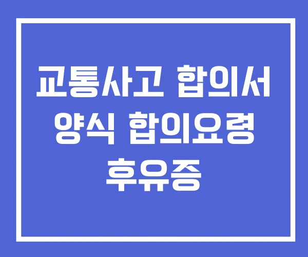 교통사고 합의서 양식 합의요령 후유증 교통사고 합의서 양식 합의요령 후유증