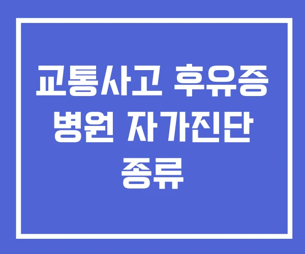 교통사고 후유증 병원 자가진단 종류 교통사고 후유증 병원 자가진단 종류