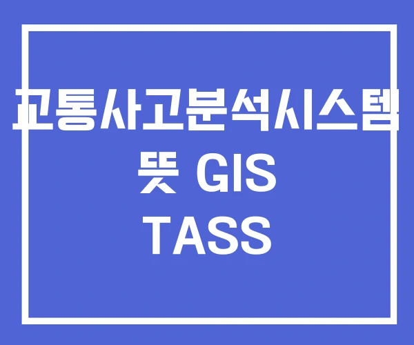 교통사고분석시스템 뜻 GIS TASS 교통사고분석시스템 뜻 GIS TASS