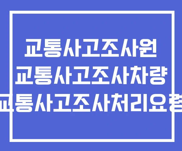 교통사고조사원 교통사고조사차량 교통사고조사처리요령