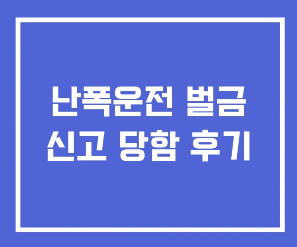 난폭운전 벌금 신고 당함 후기 난폭운전 벌금 신고 당함 후기