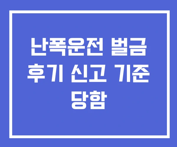 난폭운전 벌금 후기 신고 기준 당함