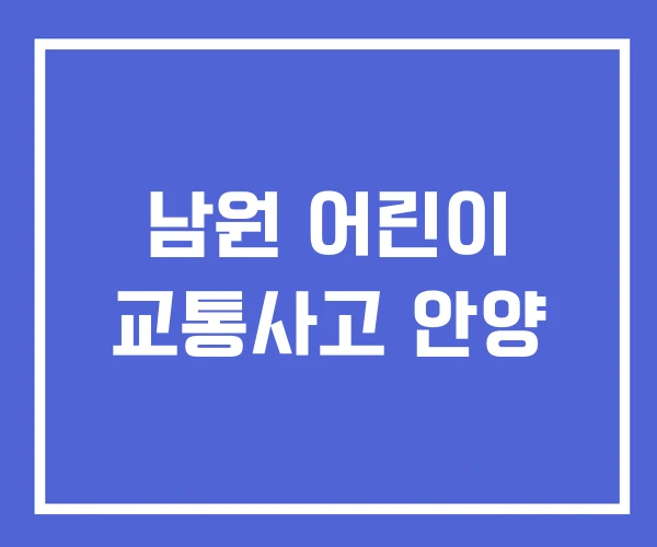 남원 어린이 교통사고 안양