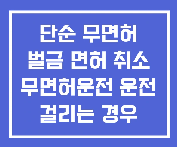 단순 무면허 벌금 면허 취소 무면허운전 운전 걸리는 경우