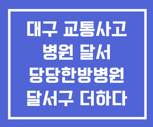 대구 교통사고 병원 달서 당당한방병원 달서구 더하다 한방병원