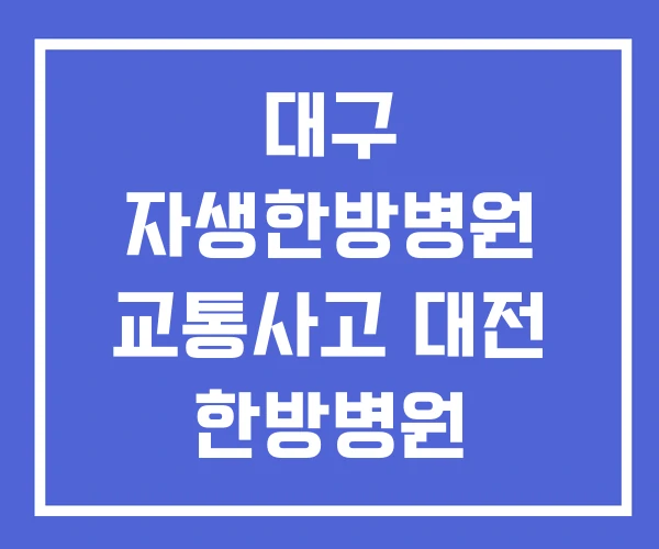 대구 자생한방병원 교통사고 대전 한방병원 대구 자생한방병원 교통사고 대전 한방병원