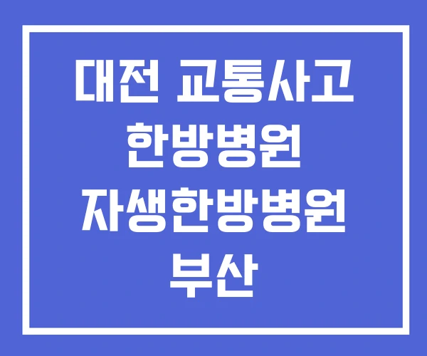 대전 교통사고 한방병원 자생한방병원 부산