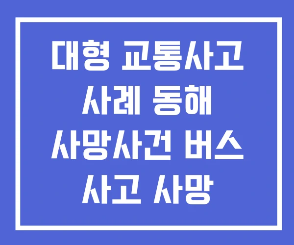 대형 교통사고 사례 동해 사망사건 버스 사고 사망