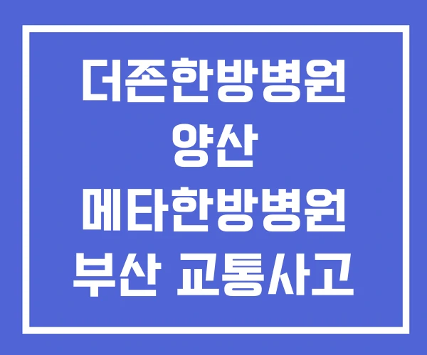 더존한방병원 양산 메타한방병원 부산 교통사고 한방병원