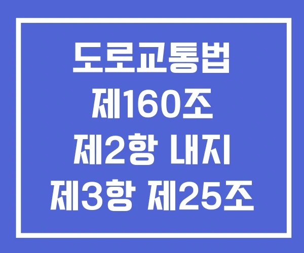 도로교통법 제160조 제2항 내지 제3항 제25조 도로교통법 제160조 제2항 내지 제3항 제25조