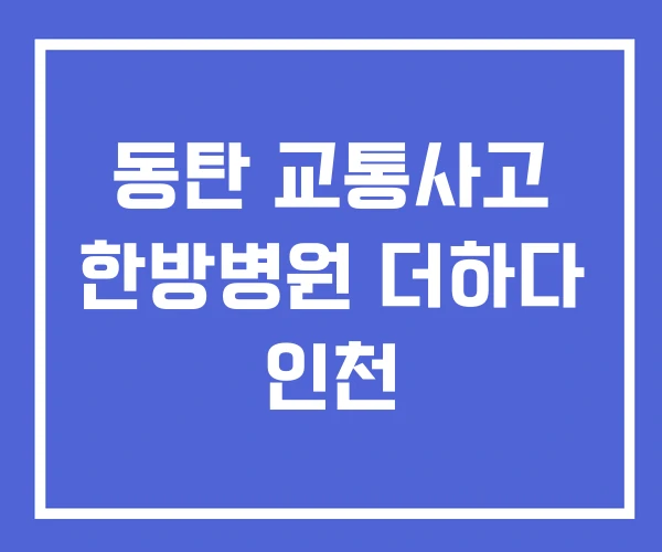 동탄 교통사고 한방병원 더하다 인천