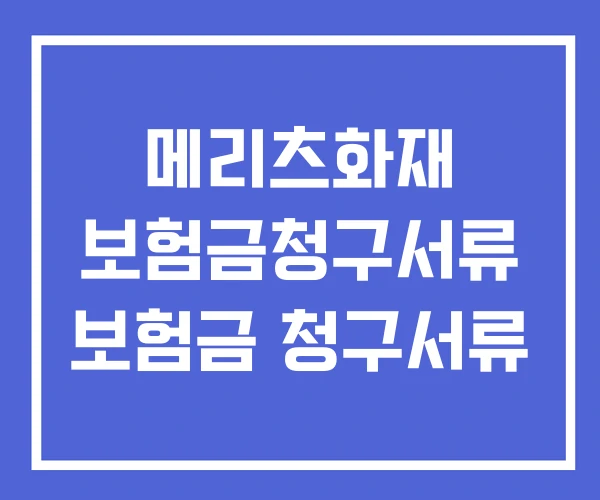 메리츠화재 보험금청구서류 보험금 청구서류 메리츠화재 보험금청구서류 보험금 청구서류