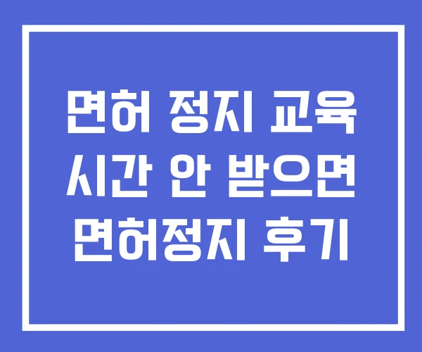 면허 정지 교육 시간 안 받으면 면허정지 후기
