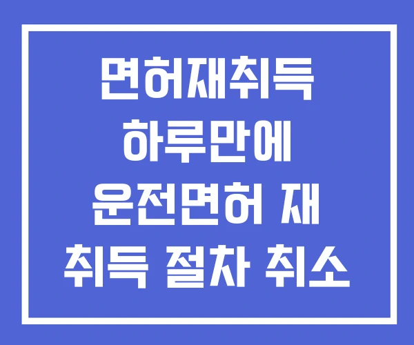 면허재취득 하루만에 운전면허 재 취득 절차 취소 교육
