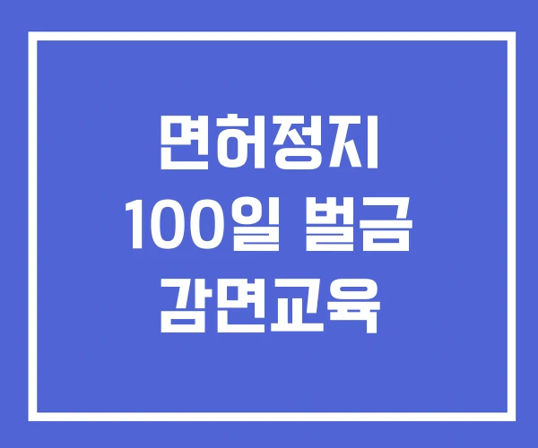 면허정지 100일 벌금 감면교육