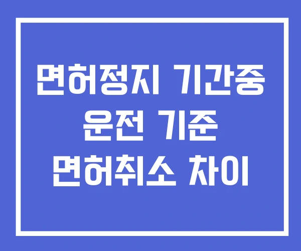 면허정지 기간중 운전 기준 면허취소 차이 면허정지 기간중 운전 기준 면허취소 차이