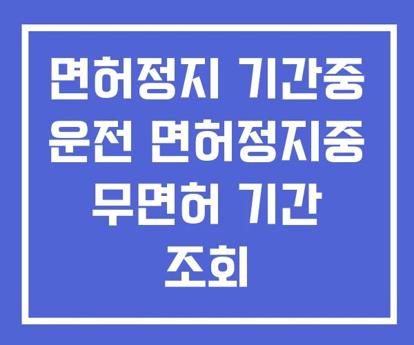 면허정지 기간중 운전 면허정지중 무면허 기간 조회