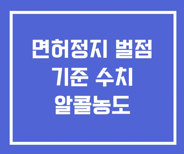 면허정지 벌점 기준 수치 알콜농도 면허정지 벌점 기준 수치 알콜농도