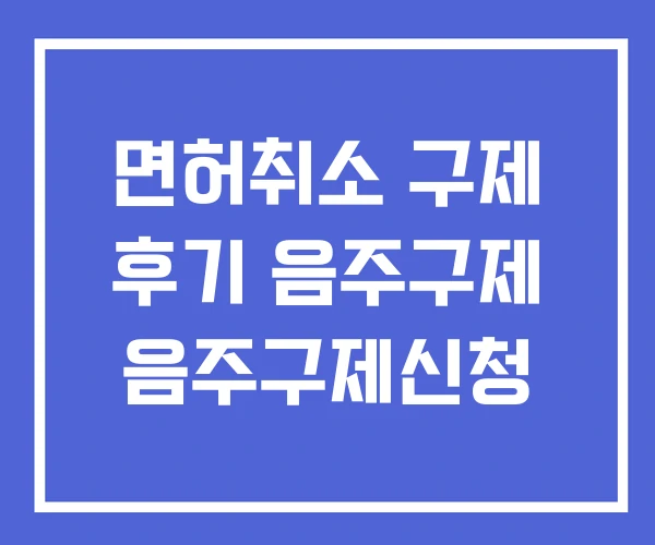 면허취소 구제 후기 음주구제 음주구제신청