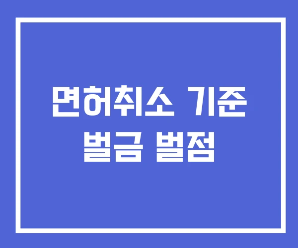 면허취소 기준 벌금 벌점