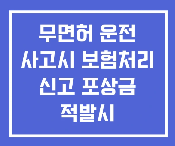 무면허 운전 사고시 보험처리 신고 포상금 적발시