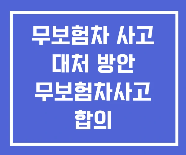 무보험차 사고 대처 방안 무보험차사고 합의 무보험차 사고 대처 방안 무보험차사고 합의