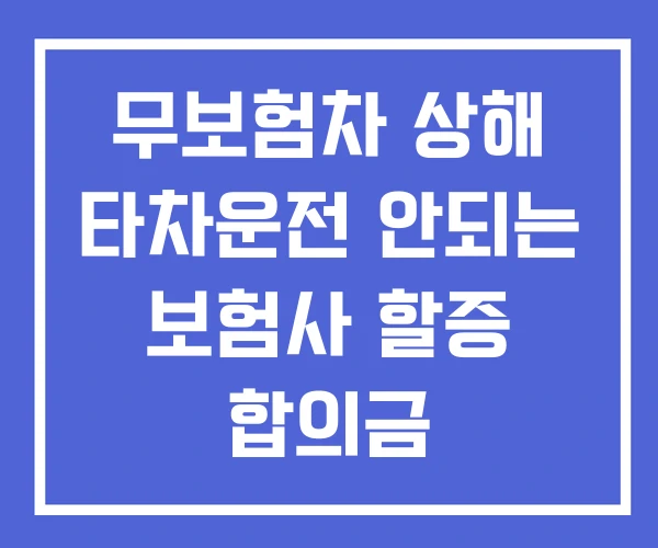 무보험차 상해 타차운전 안되는 보험사 할증 합의금