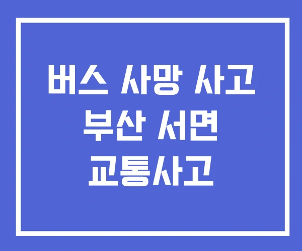 버스 사망 사고 부산 서면 교통사고