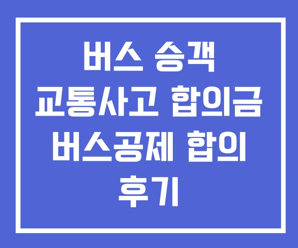버스 승객 교통사고 합의금 버스공제 합의 후기 버스공제조합 버스 승객 교통사고 합의금 버스공제 합의 후기 버스공제조합