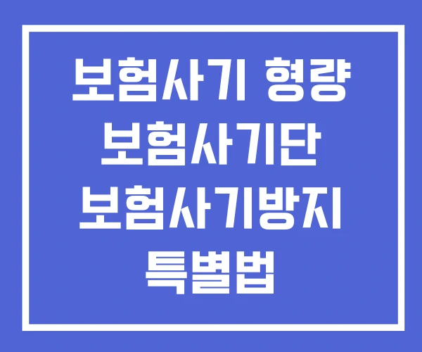 보험사기 형량 보험사기단 보험사기방지 특별법