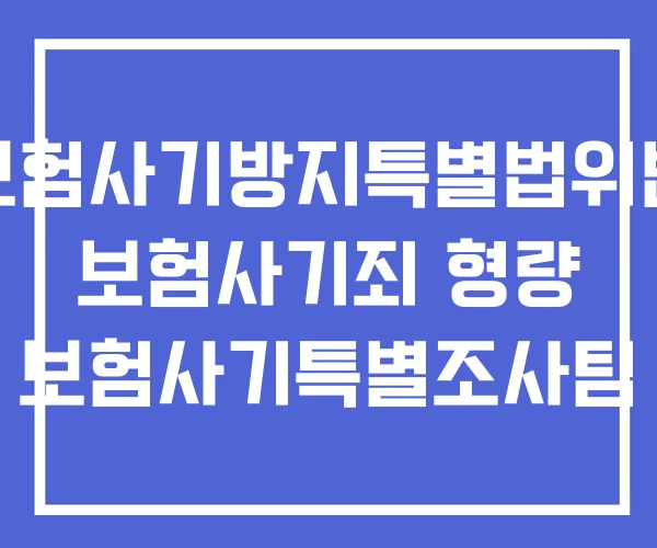 보험사기방지특별법위반 보험사기죄 형량 보험사기특별조사팀